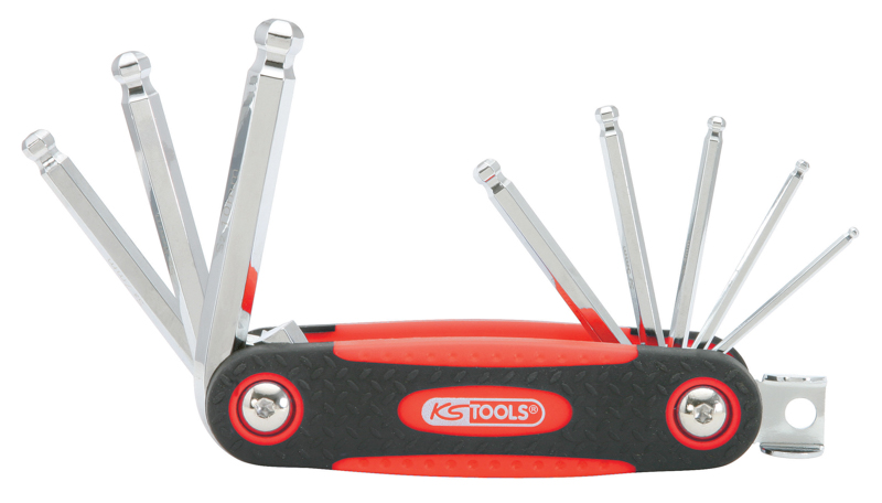 Jeu de 8 clés mâles 6 pans à tête sphérique sur monture KS TOOLS - 158.3520