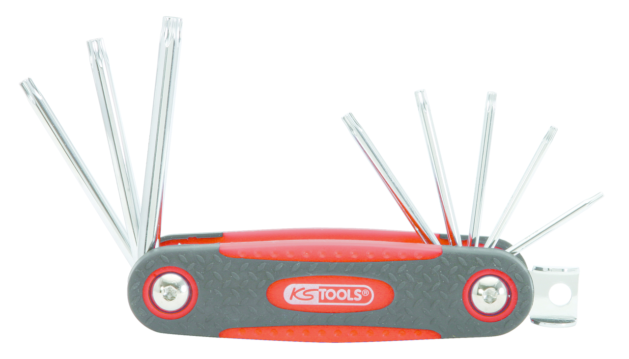 Jeu de 8 clés mâles TORX® percé sur monture KS TOOLS - 158.3530