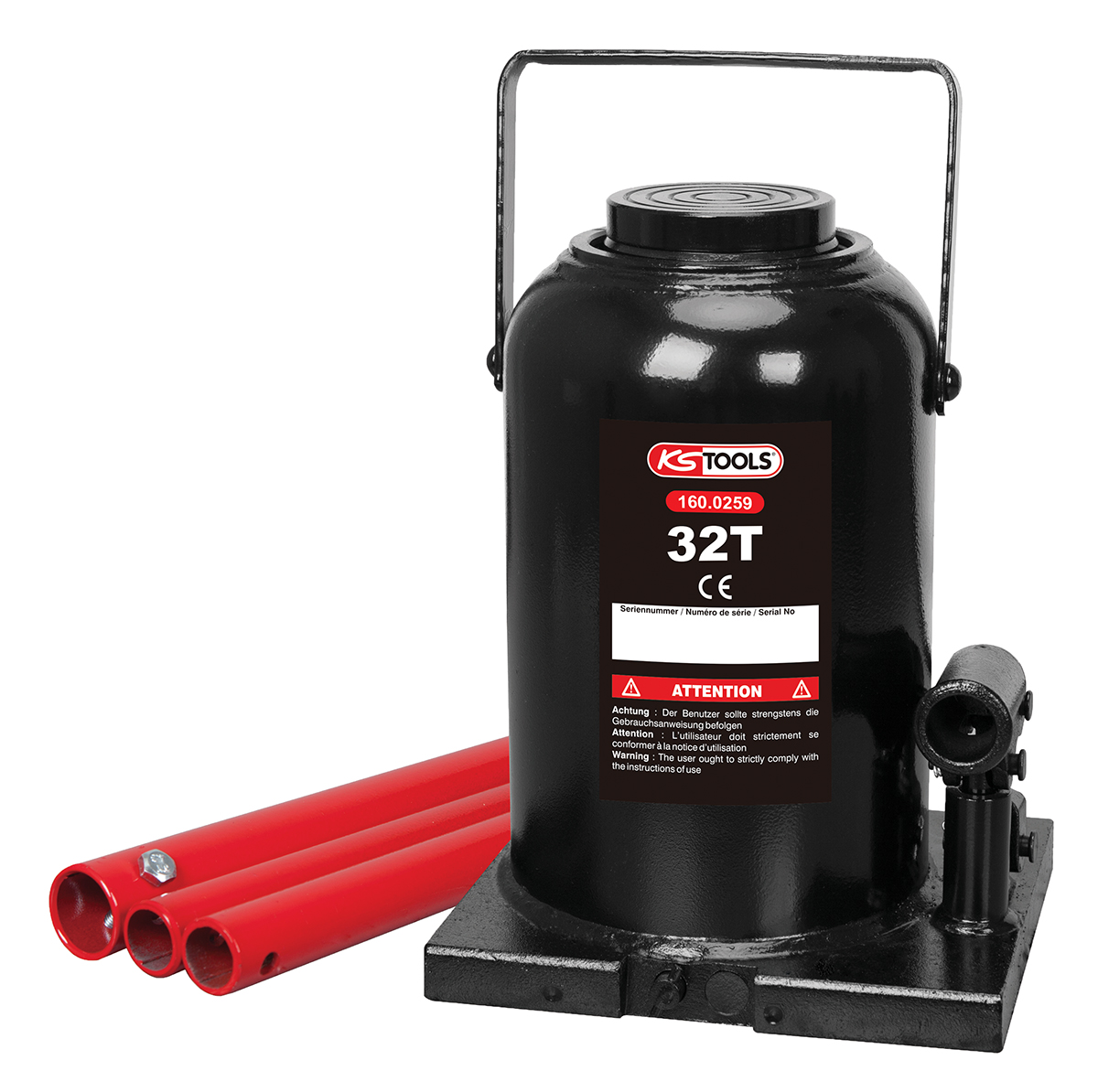 Cric bouteille hydraulique, capacité 32 tonnes KS TOOLS - 160.0259