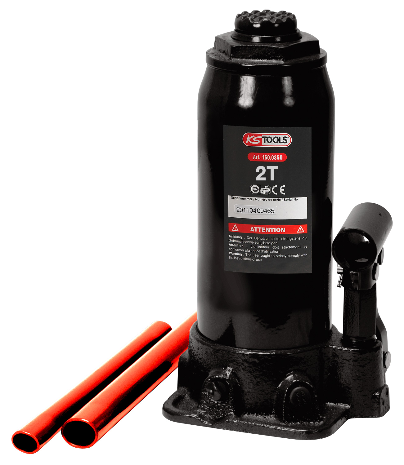 Cric bouteille hydraulique capacité 15 tonnes KS TOOLS - 160.0356