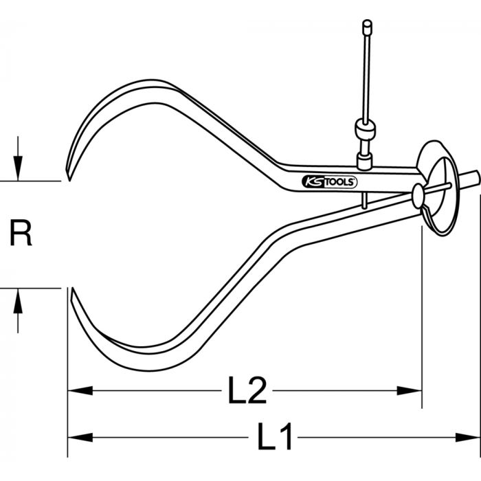 Compas d’épaisseur d’extérieur à ressort, rayon 280 mm KSTOOLS - 3000428