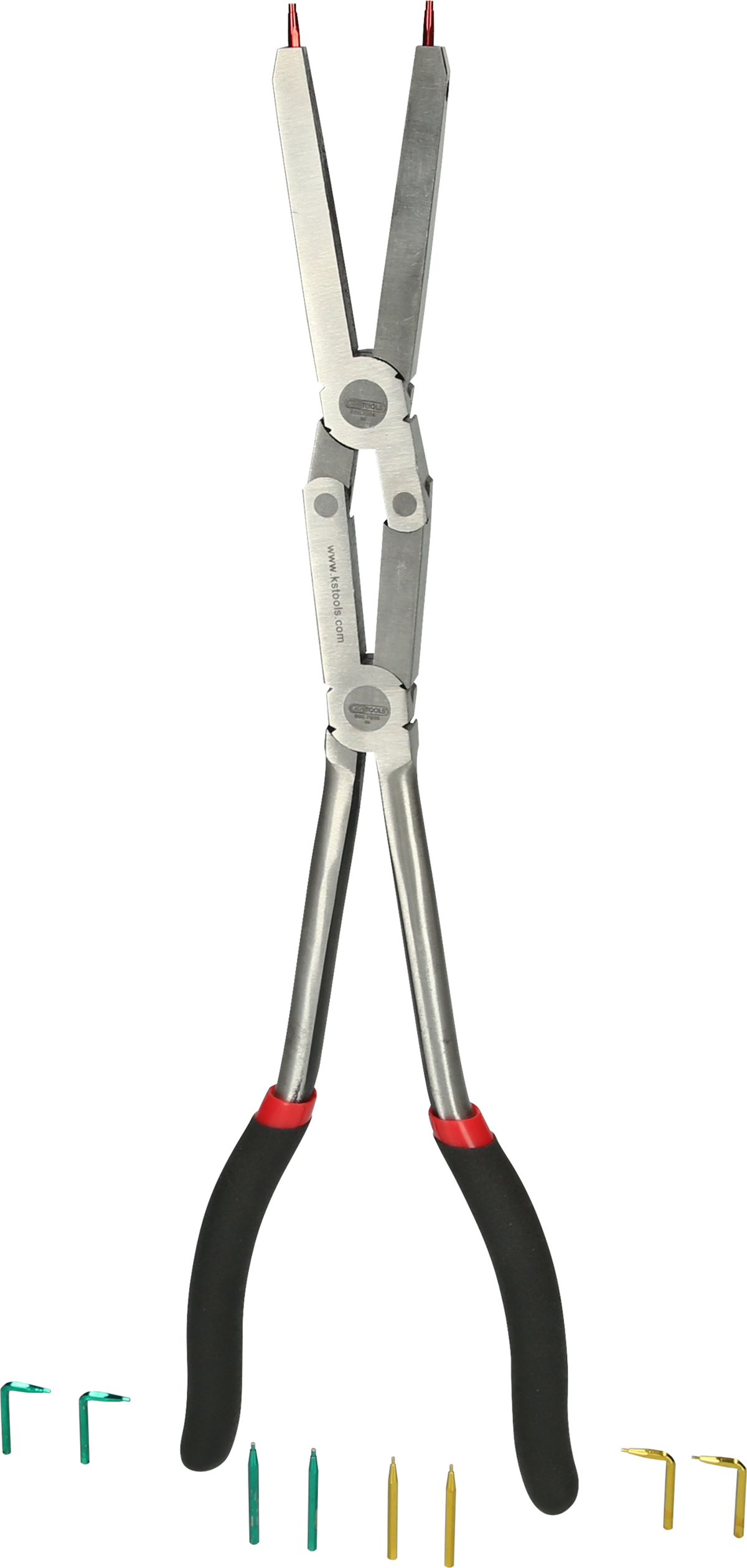 Pince à circlips intérieurs à double articulation avec pointes interchangeables, L. 345mm KS TOOLS - 500.7015