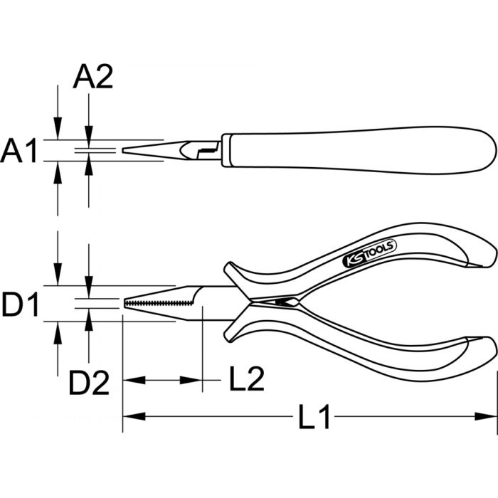 Pince électronique à bec long plat lisse, 150 mm KSTOOLS - 5007079