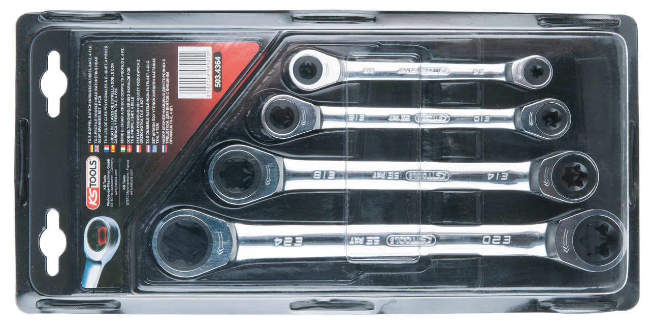 Jeu de 4 clés polygonales à cliquet TORX® GEARplus® KS TOOLS - 503.4364