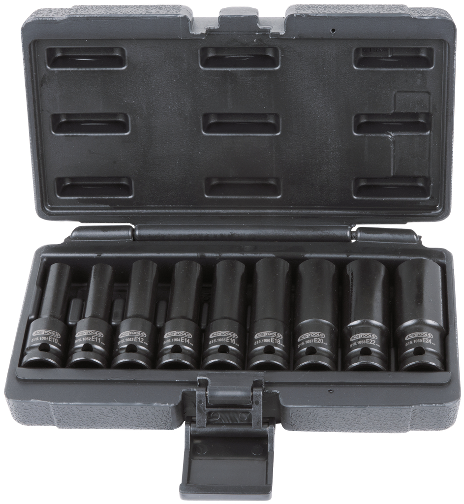 Jeu de 9 douilles à chocs TORX® 1/2'', E10-E11-E12-E14-E16-E18-E20-E24 KS TOOLS - 515.1050