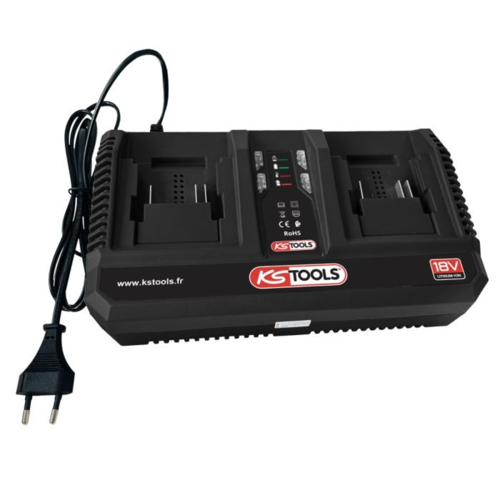 Double chargeur rapide 18V 8A pour batteries 515.4702F et 515.4705F KS TOOLS - 515.4706F