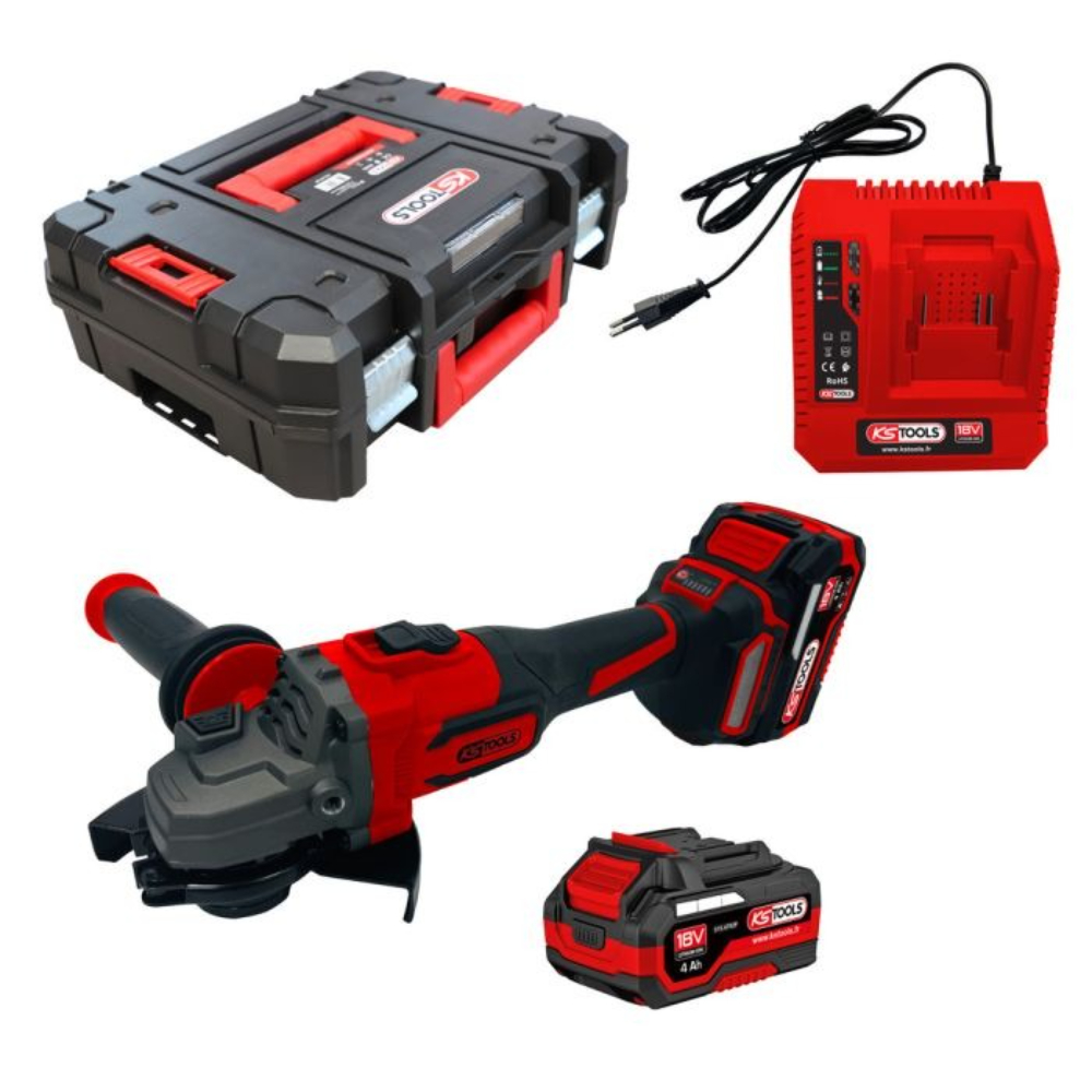 Coffret meuleuse angulaire brushless 18V - 2 batteries et chargeur KS TOOLS - 515.4735F