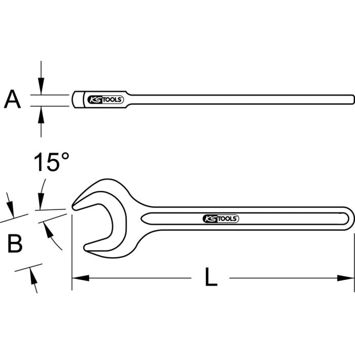 Clé à fourche simple brunie, 7 mm KSTOOLS - 5172507