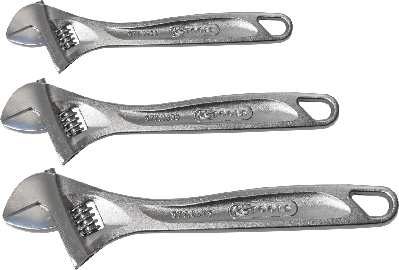 Jeu de 3 clés à molette, 10'' - 12'' - 15'' KS TOOLS - 577.0399