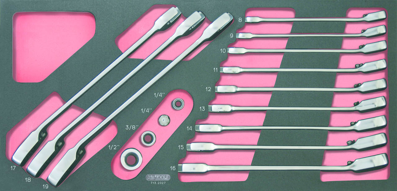 Module de clés mixtes à cliquet réversible GEARplus® avec adaptateurs, 16 pièces KS TOOLS - 713.2027