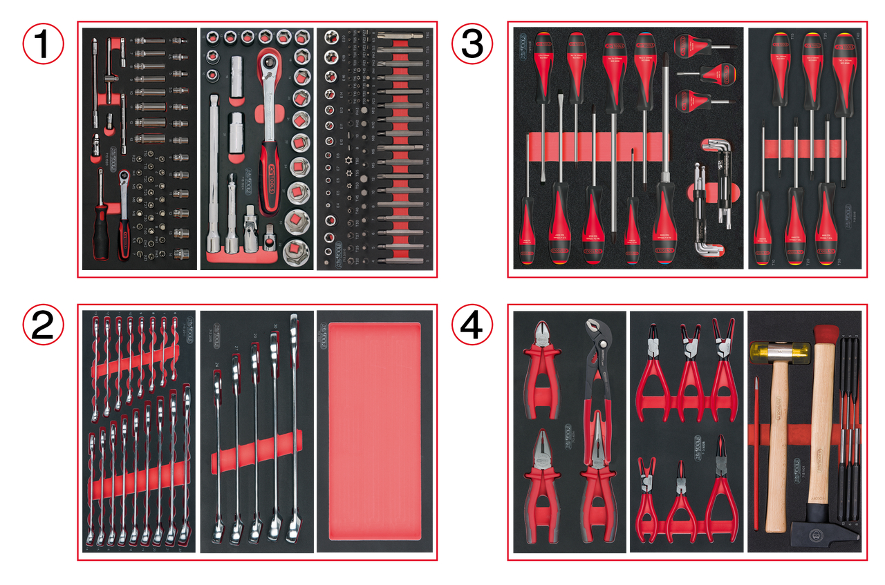 Composition d'outils 4 tiroirs pour servante, 241 pièces KS TOOLS - 714.0241