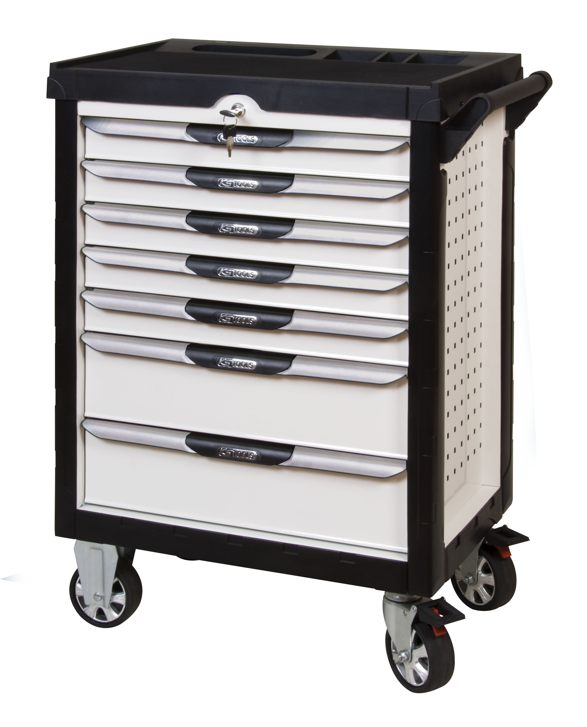 Servante ULTIMATE blanche 7 tiroirs équipée de 202 outils KS TOOLS - 803.7202