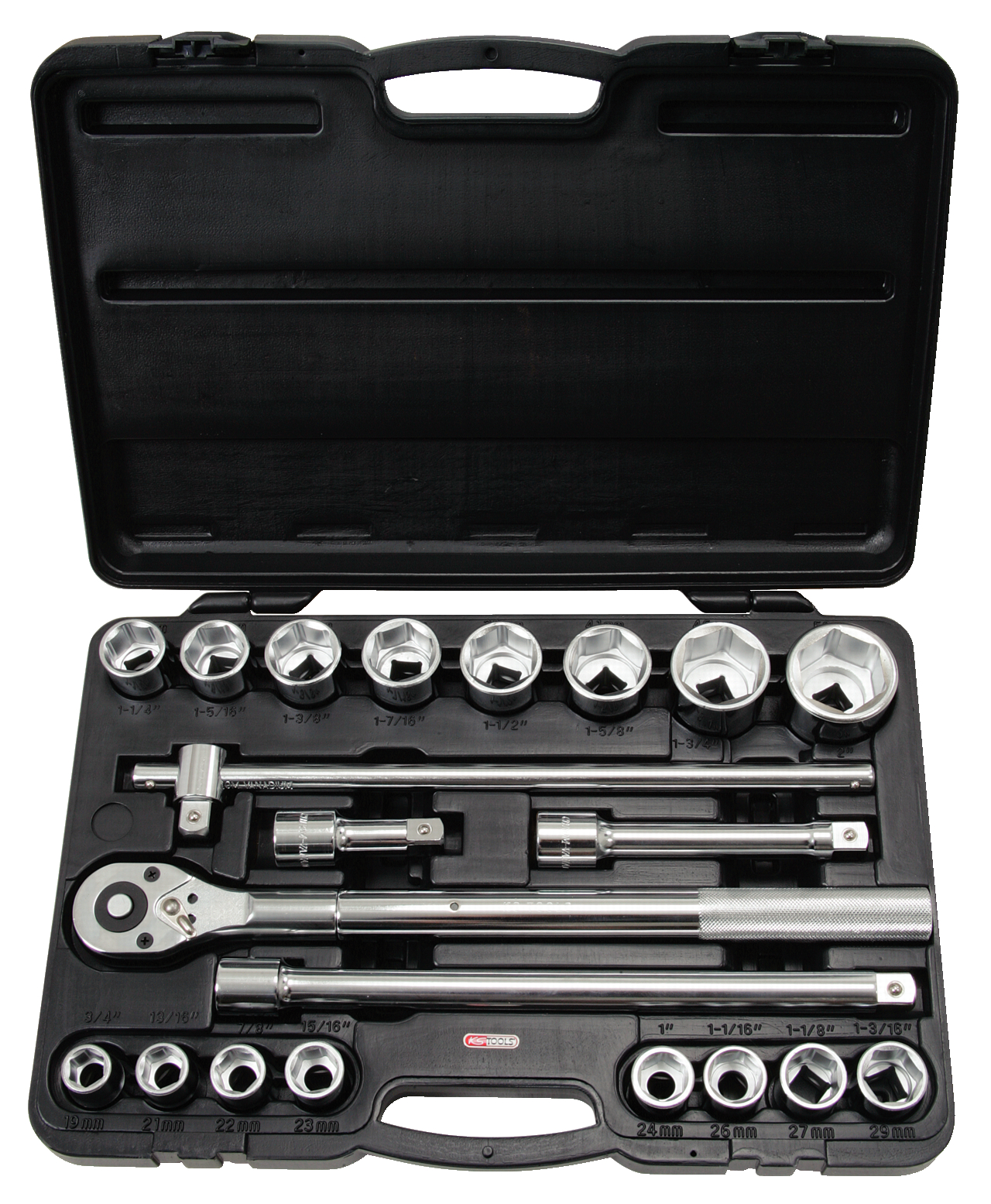 Coffret douilles 6 pans métriques et accessoires 3/4'', 21 pièces KS TOOLS - 911.0721