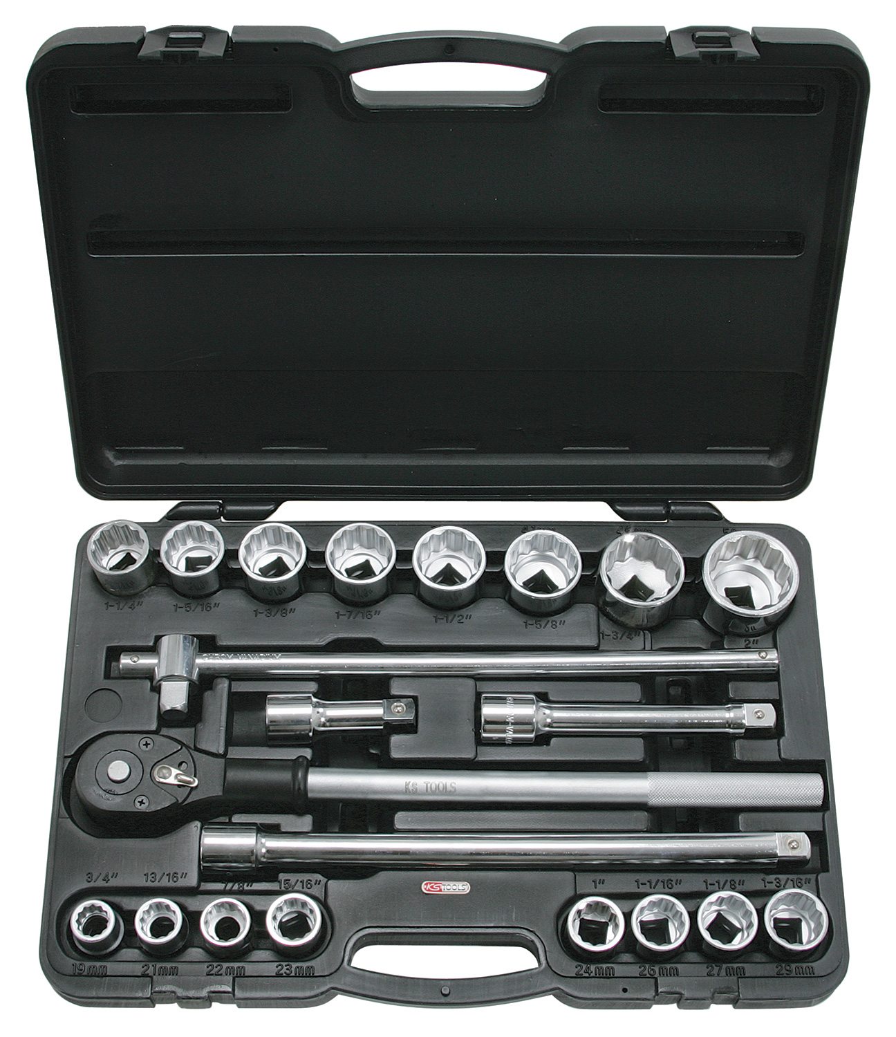 Coffret de douilles 12 pans en pouces et accessoires 3/4'', 21 pièces KS TOOLS - 911.0751
