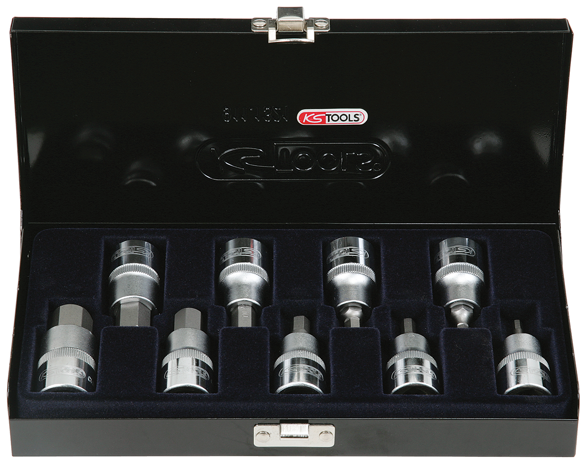 Coffret de 9 douilles tournevis 6 pans 1/2'', 4 à 17 mm KS TOOLS - 922.1321
