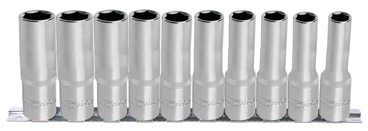 Jeu de 10 douilles tournevis 6 pans ULTIMATE® sur rail 1/4'', 4-13 mm KS TOOLS - 922.1458