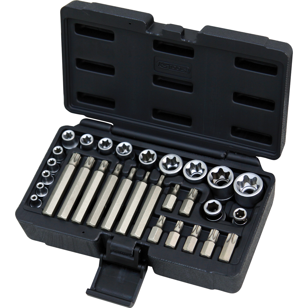 Coffret TORX®, 1/4'' - 3/8'' - 1/2'' - E4 à E24 - T20 à T55 - 30 pcs KS TOOLS - 922.4300
