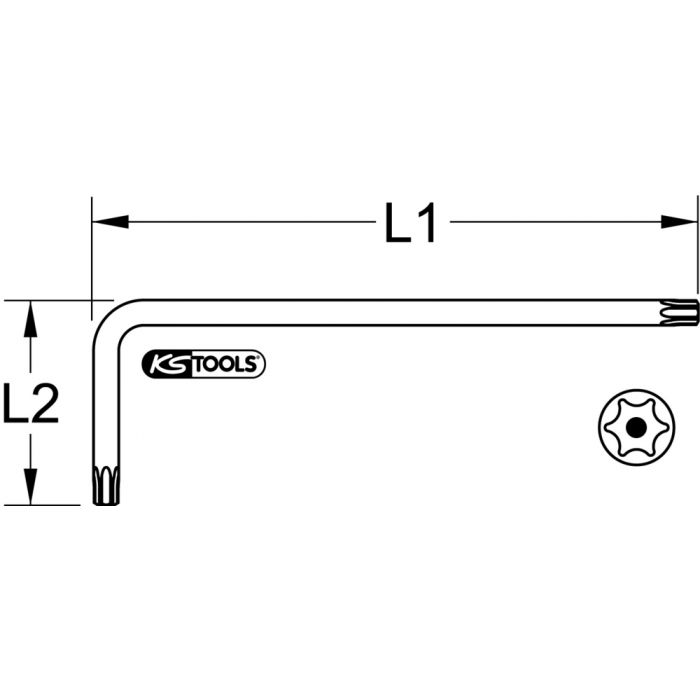 Clé mâle INOX TORX percé, longue - TB 30 KSTOOLS - 9640606