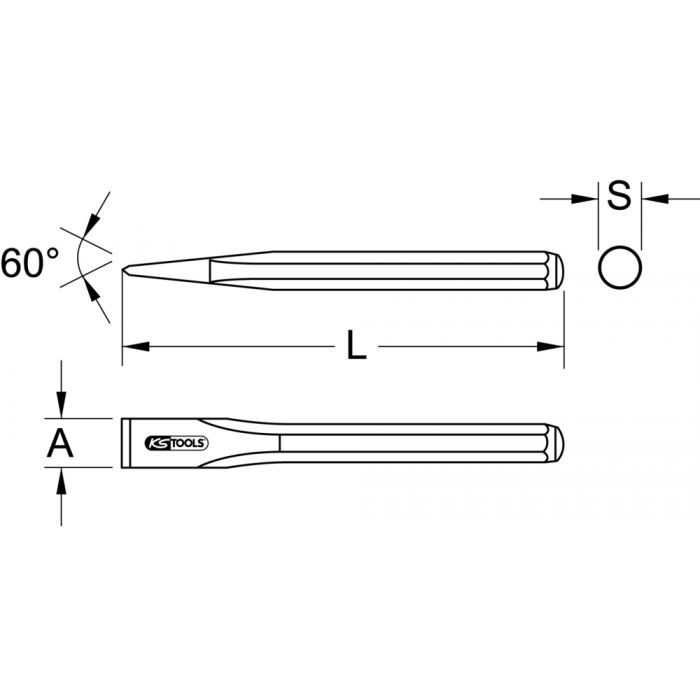 Burin INOX, 24 mm - L.300 mm KSTOOLS - 9643105
