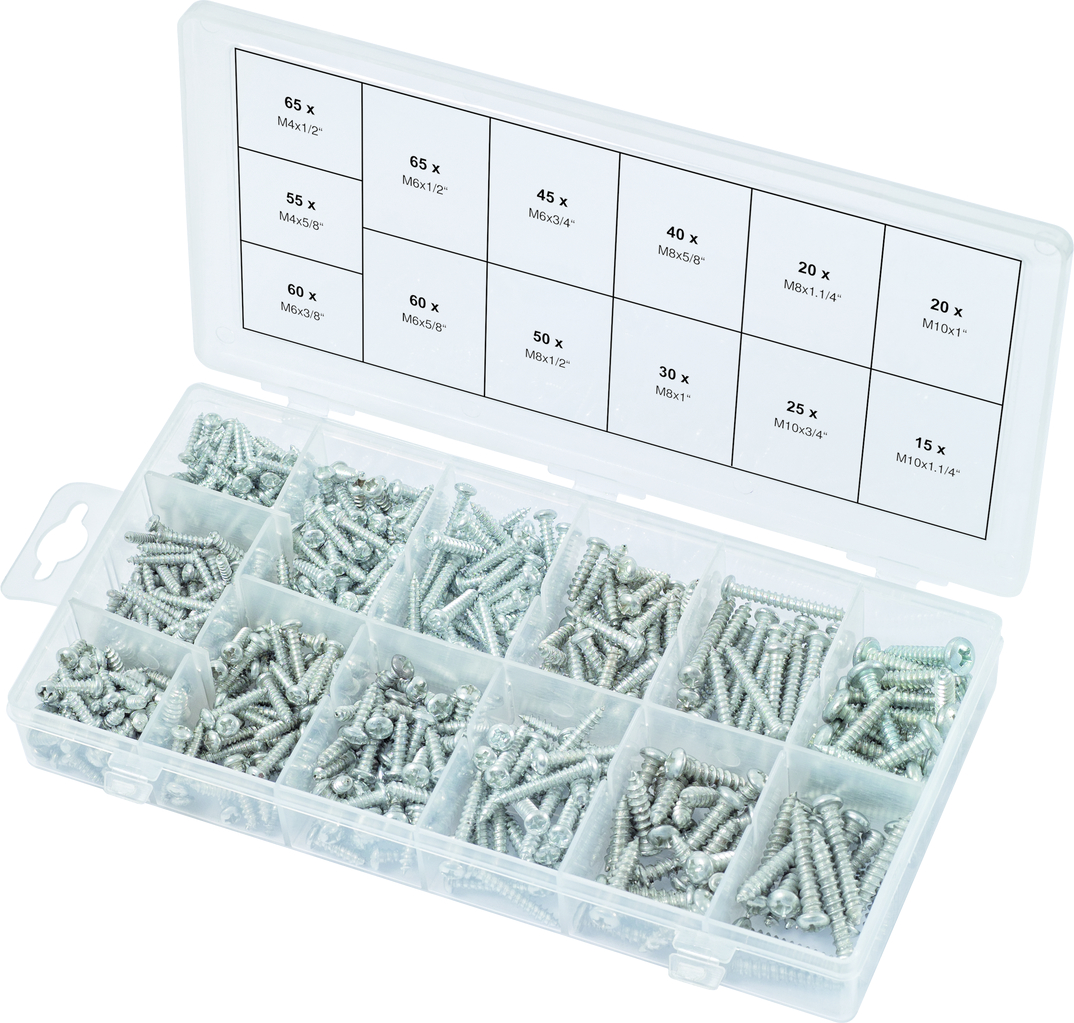 Assortiment de vis auto-taraudeuses à tête ronde, 550 pcs KS TOOLS - 970.0420
