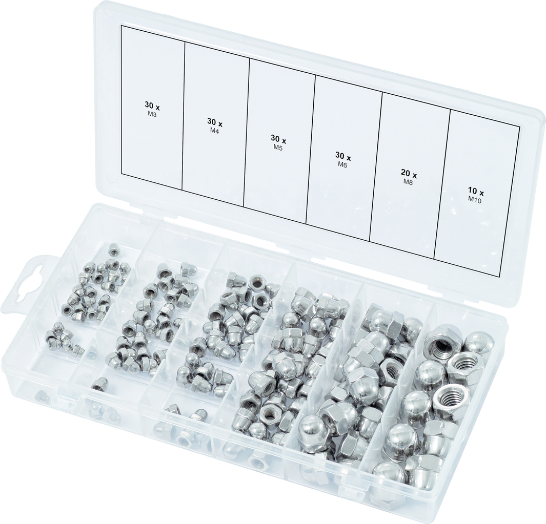 Assortiment d'écrous borgnes en inox, 150 pcs KS TOOLS - 970.0460
