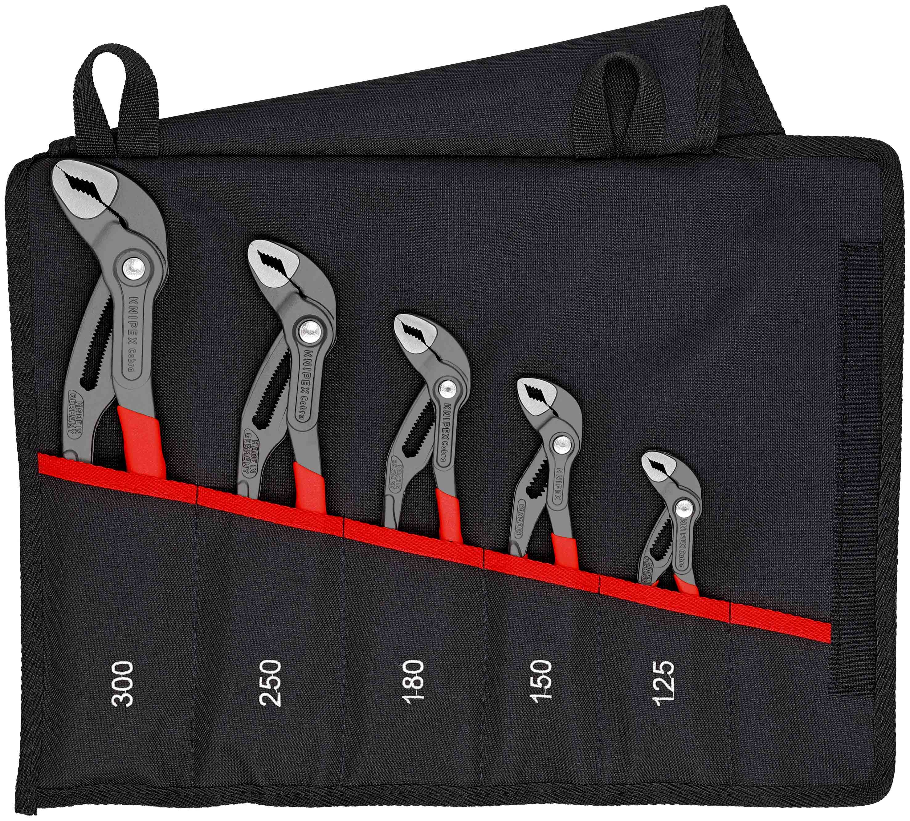 Trousse composée de 5 pinces Cobra® 125mm, 150mm, 180mm, 250mm et 300mm KNIPEX - 001955S5