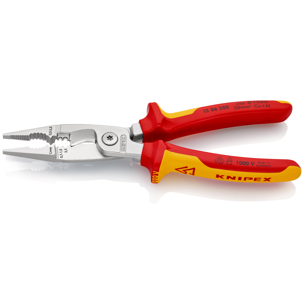Pince multifonctions isolée 1000v sur carte - KNIPEX - 13 86 200 SB