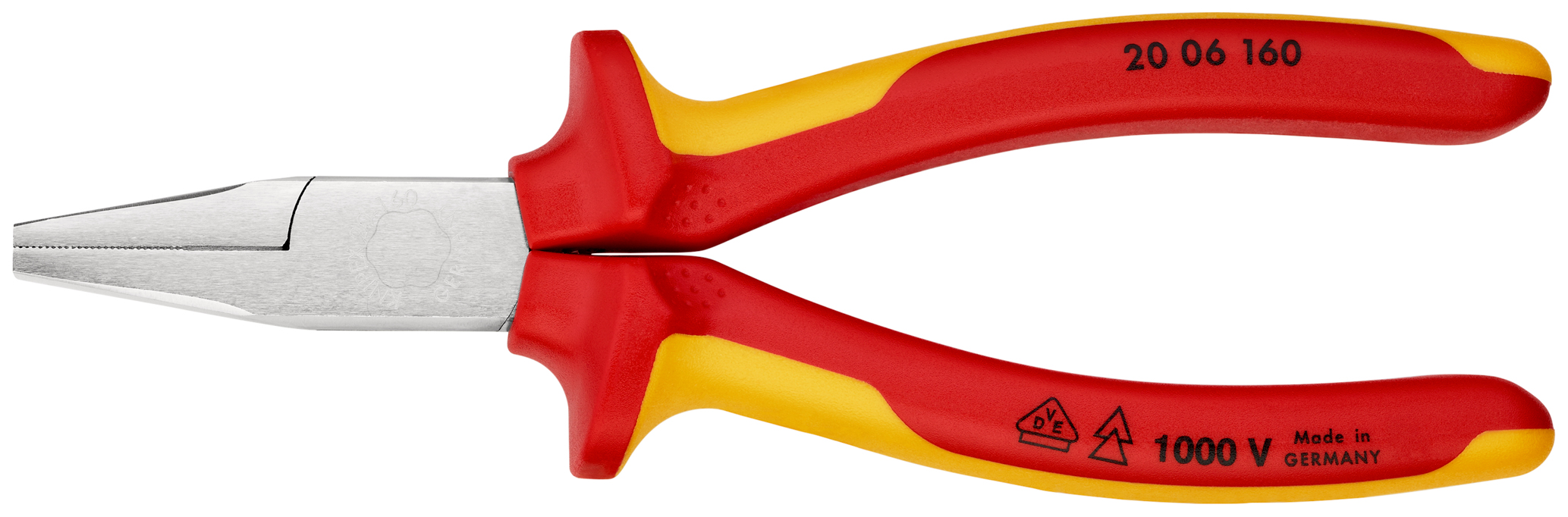 Pince a becs plats 160mm chrome 1000v KNIPEX - 20 06 160