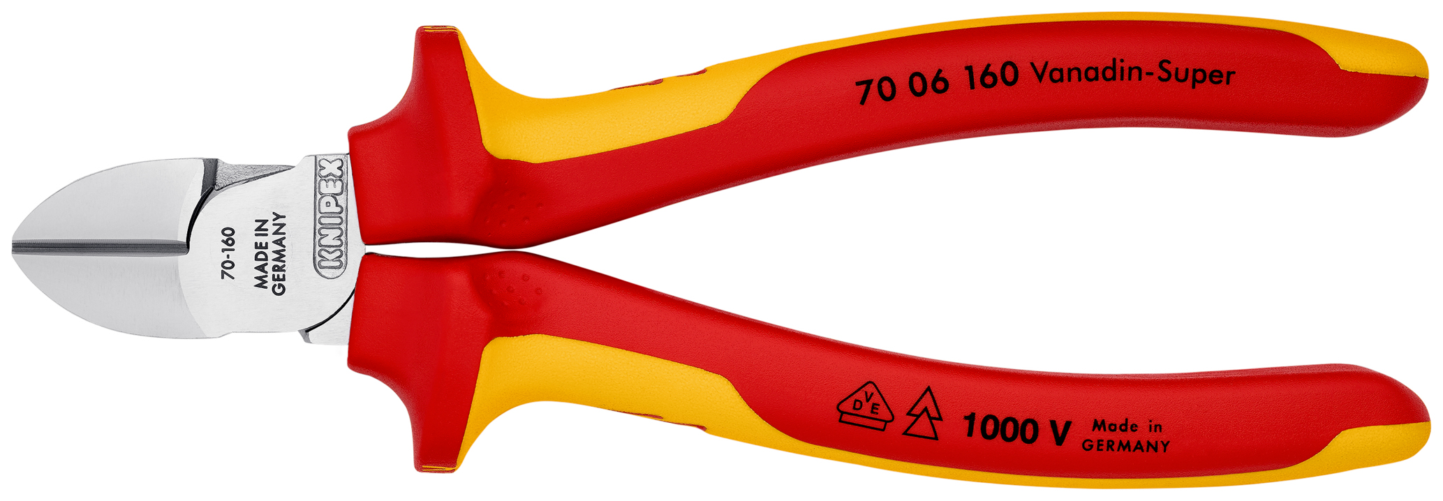 Pince coupante de côté 160mm chrome 1000v KNIPEX - 70 06 160 SB