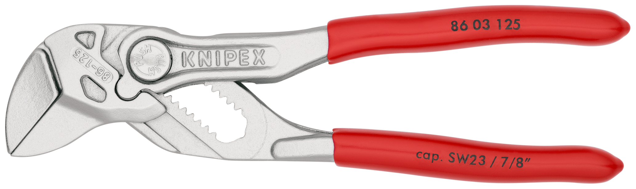 Pince cle 125mm chrome gaine pvc - Sur carte - KNIPEX - 86 03 125 SB