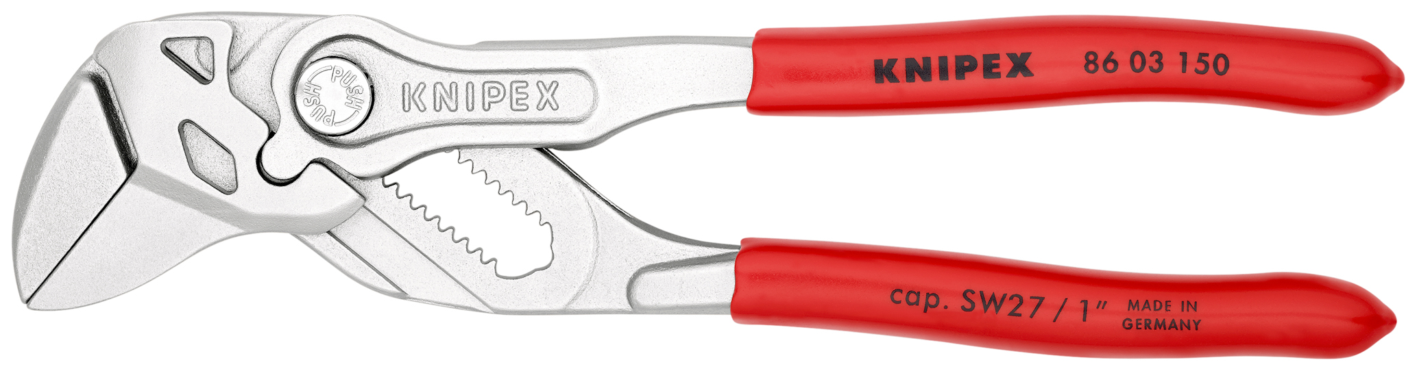 Pince-clé plate - chromée, 150 mm - sur carte, sous blister - KNIPEX - 86 03 150 SB