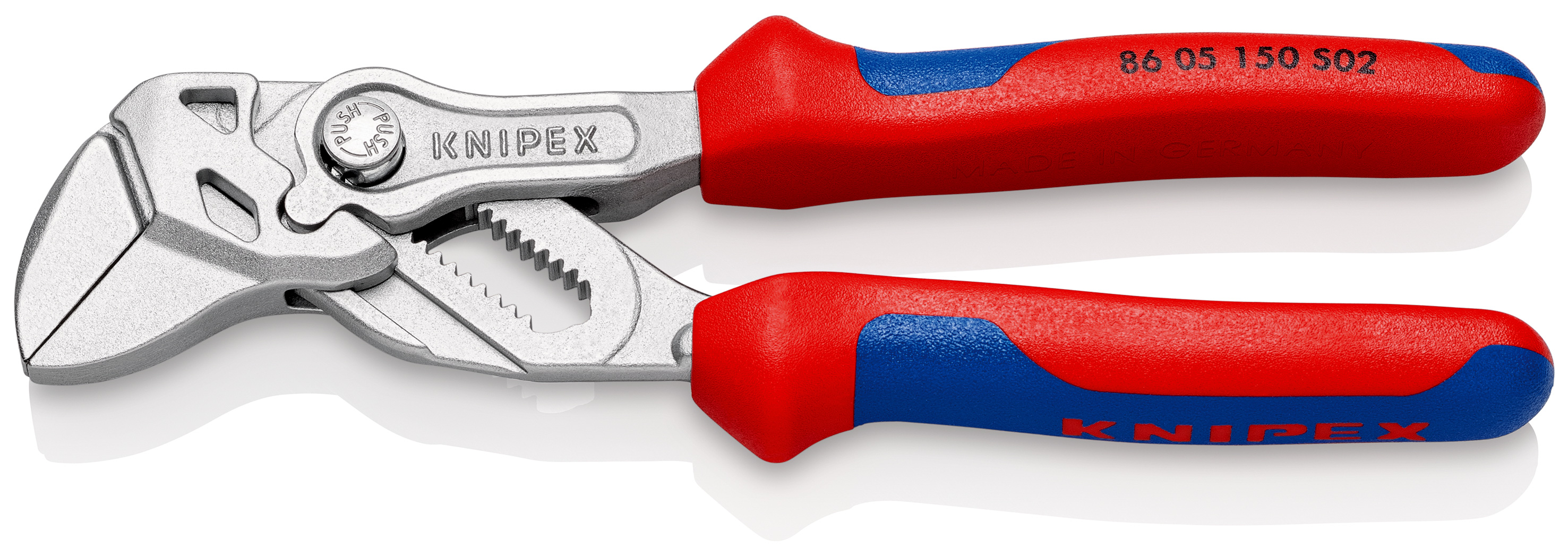 Pince-clé 150mm à mâchoires striées - Gainage bi-matière - Chromée - 27mm KNIPEX - 8605150S02