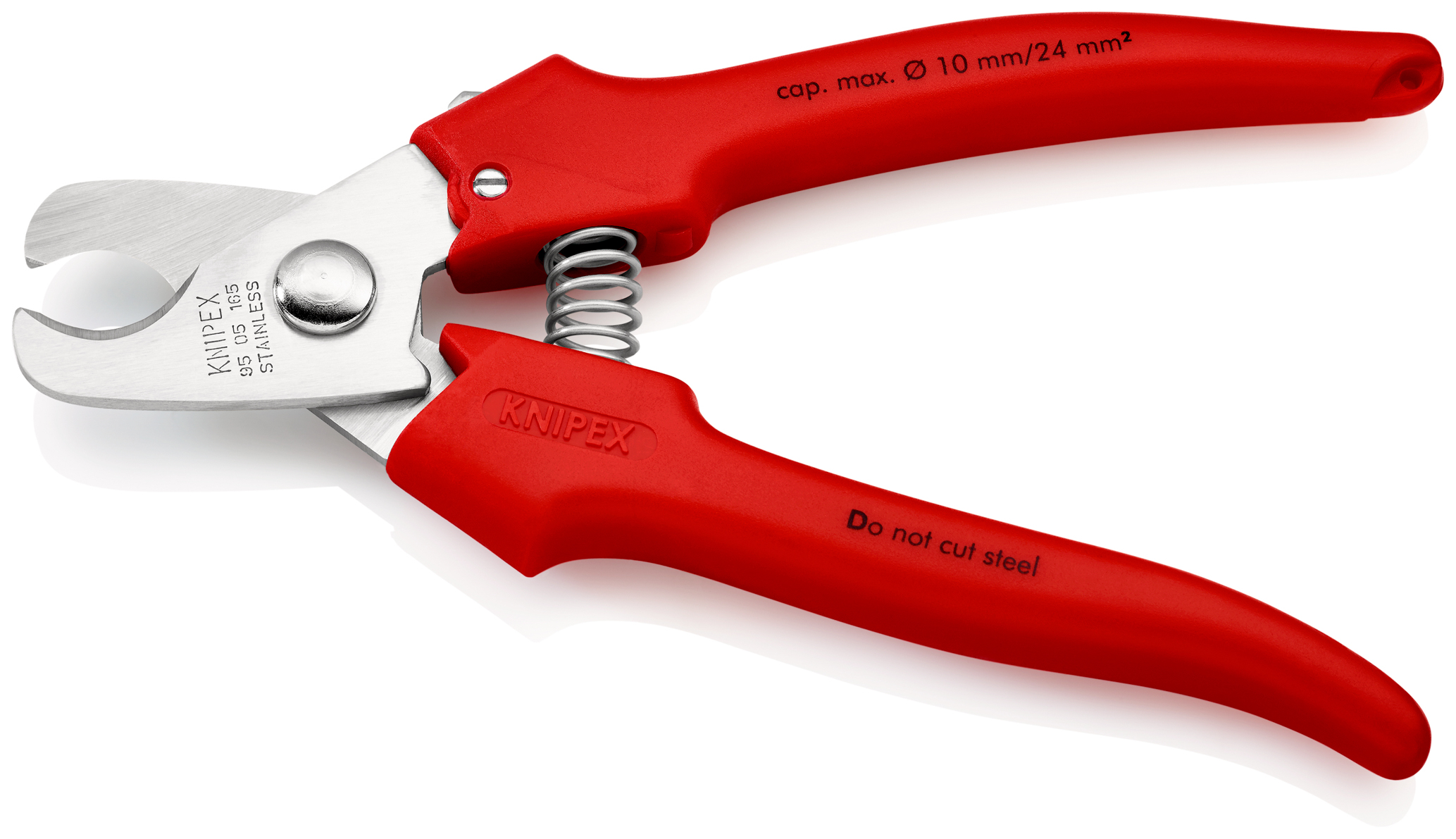 Coupe-câble - poignées gainées en plastique par extrusion, 165mm, ø 10mm - KNIPEX - 95 05 165