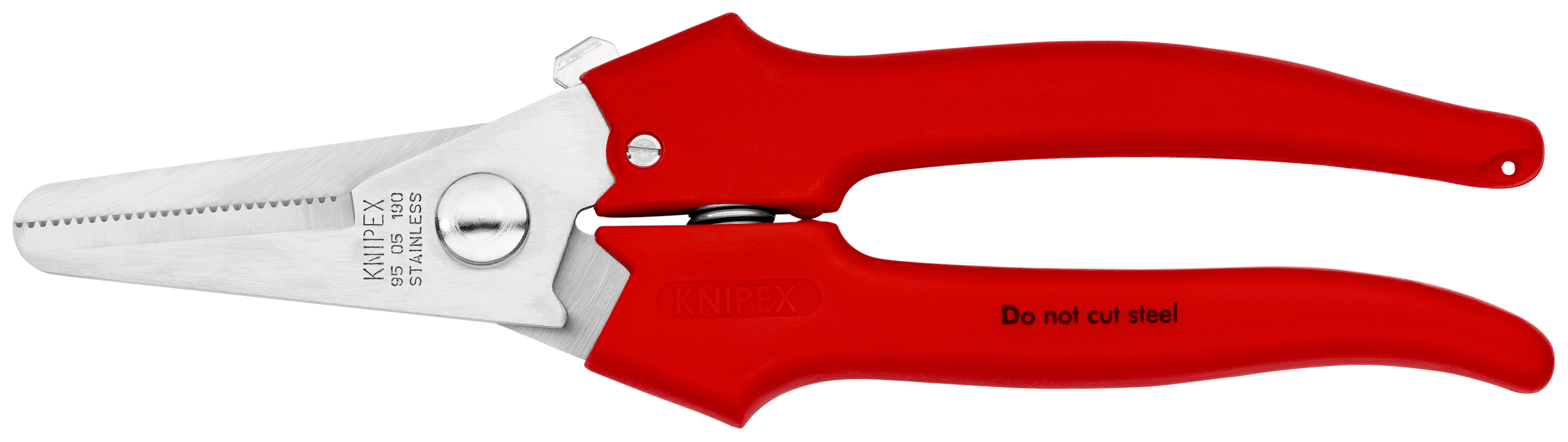 Ciseaux universels coupe-tout 190mm - Poignées PVC - Acier Inox KNIPEX - 9505190SB
