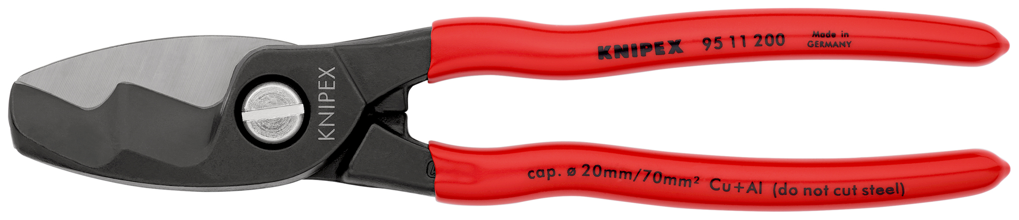 Coupe-cables à double tranchants - 200mm, ø20mm, 70mm² - KNIPEX - 95 11 200
