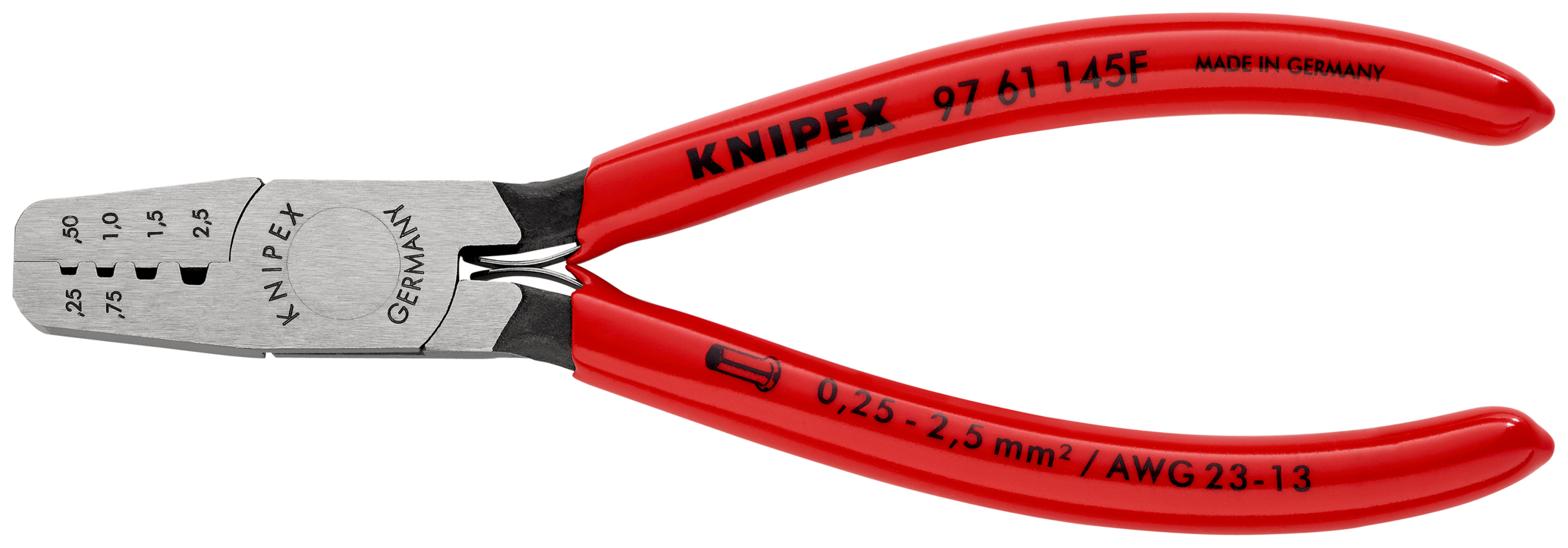 Pince a sertir 145mm embouts 0,25-2,5mm² KNIPEX - 97 61 145 F
