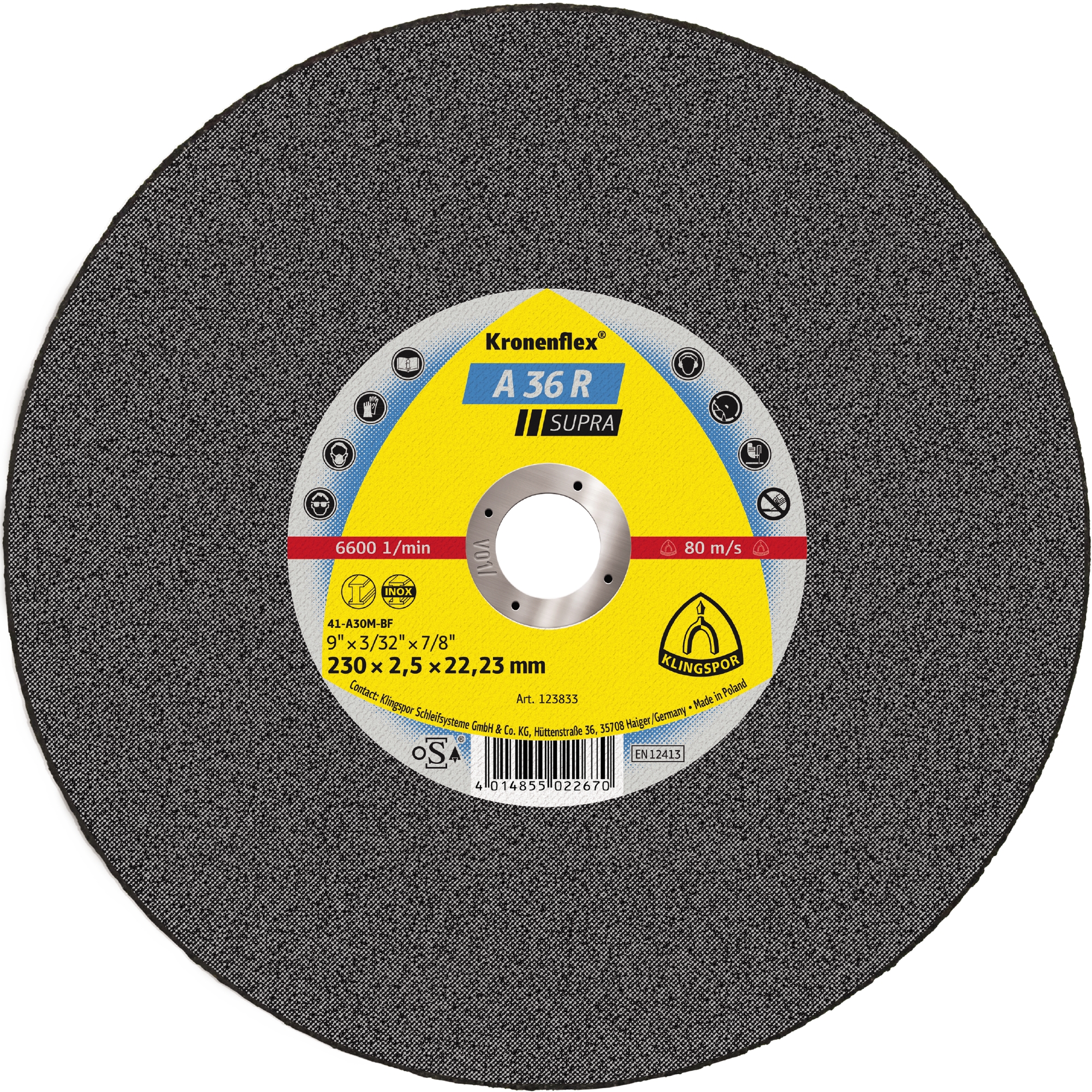 25 Disques à tronçonner KT SUPRA A36R S GER 115X2X22,23 KLINGSPOR - 123208