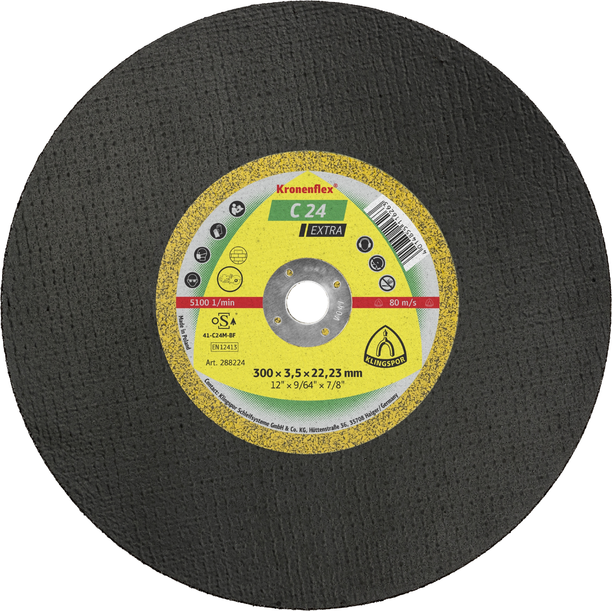 10 Disques à tronçonner KT EXTRA C24EX S GER 300X3,5X22,23 KLINGSPOR - 288224