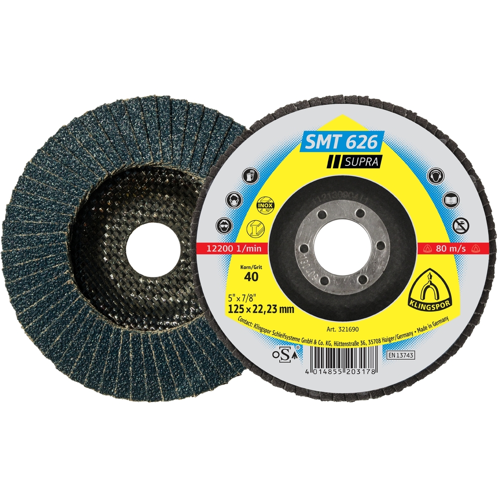 10 Plateaux à lamelles TE SUPRA SMT626 CS461X 50 N GEW 125X22,23 KLINGSPOR - 321693