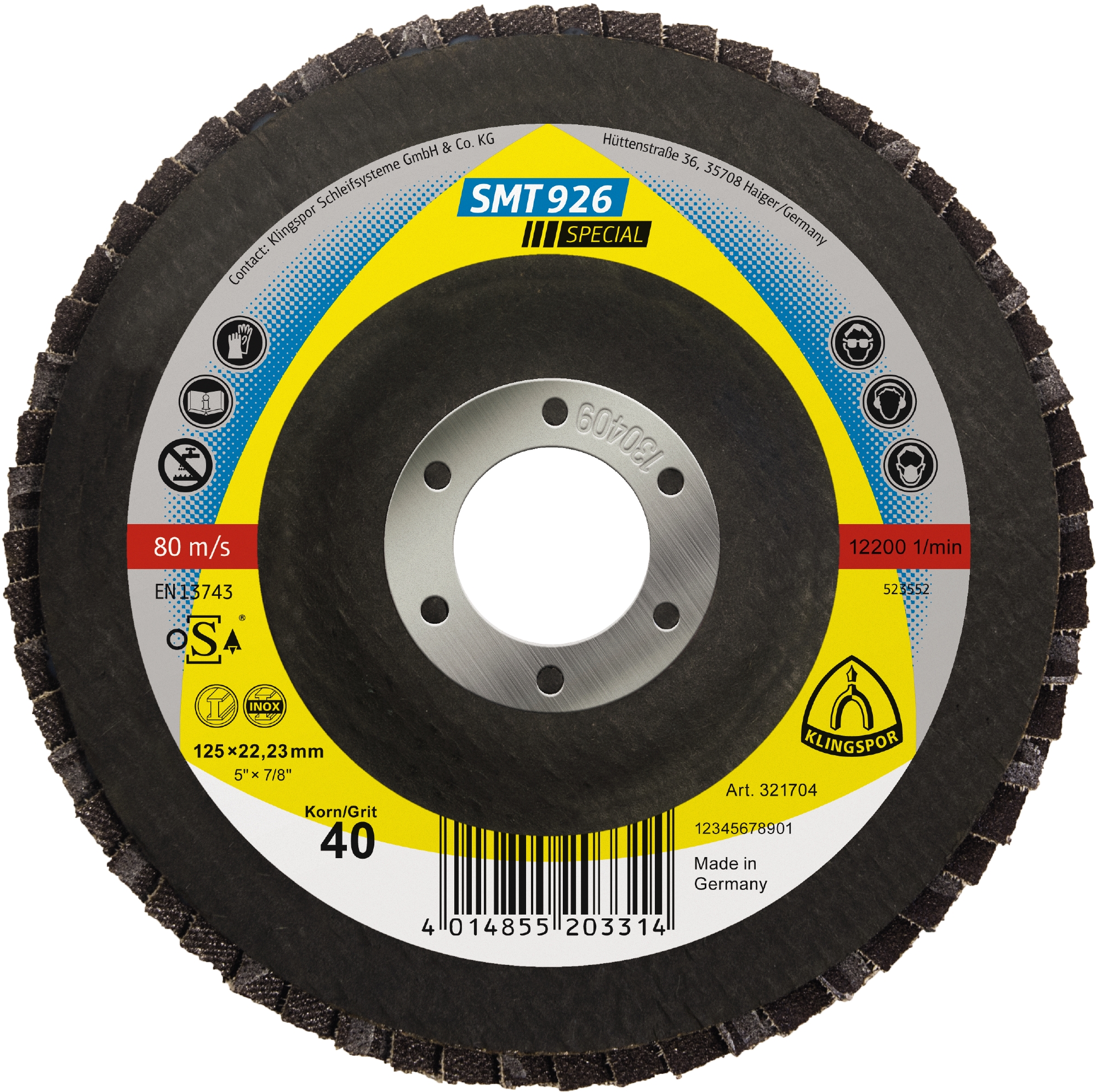 10 Plateaux à lamelles TE SPECIAL SMT926 CS461X 40 N GEW 125X22,23 KLINGSPOR - 321704