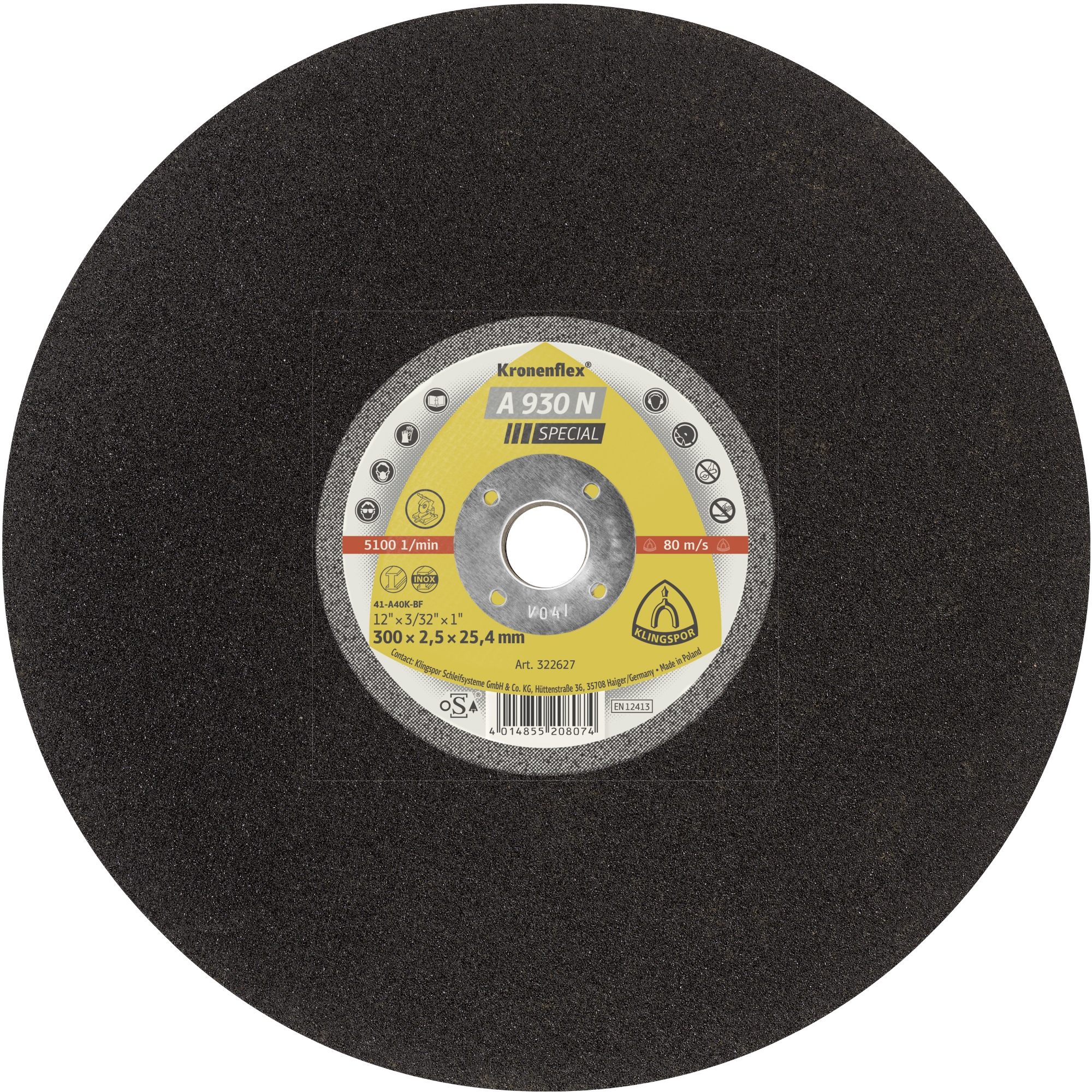 10 Disques à tronçonner KT SPECIAL A930N S GER 300X2,5X25,4 1GLA KLINGSPOR - 322627