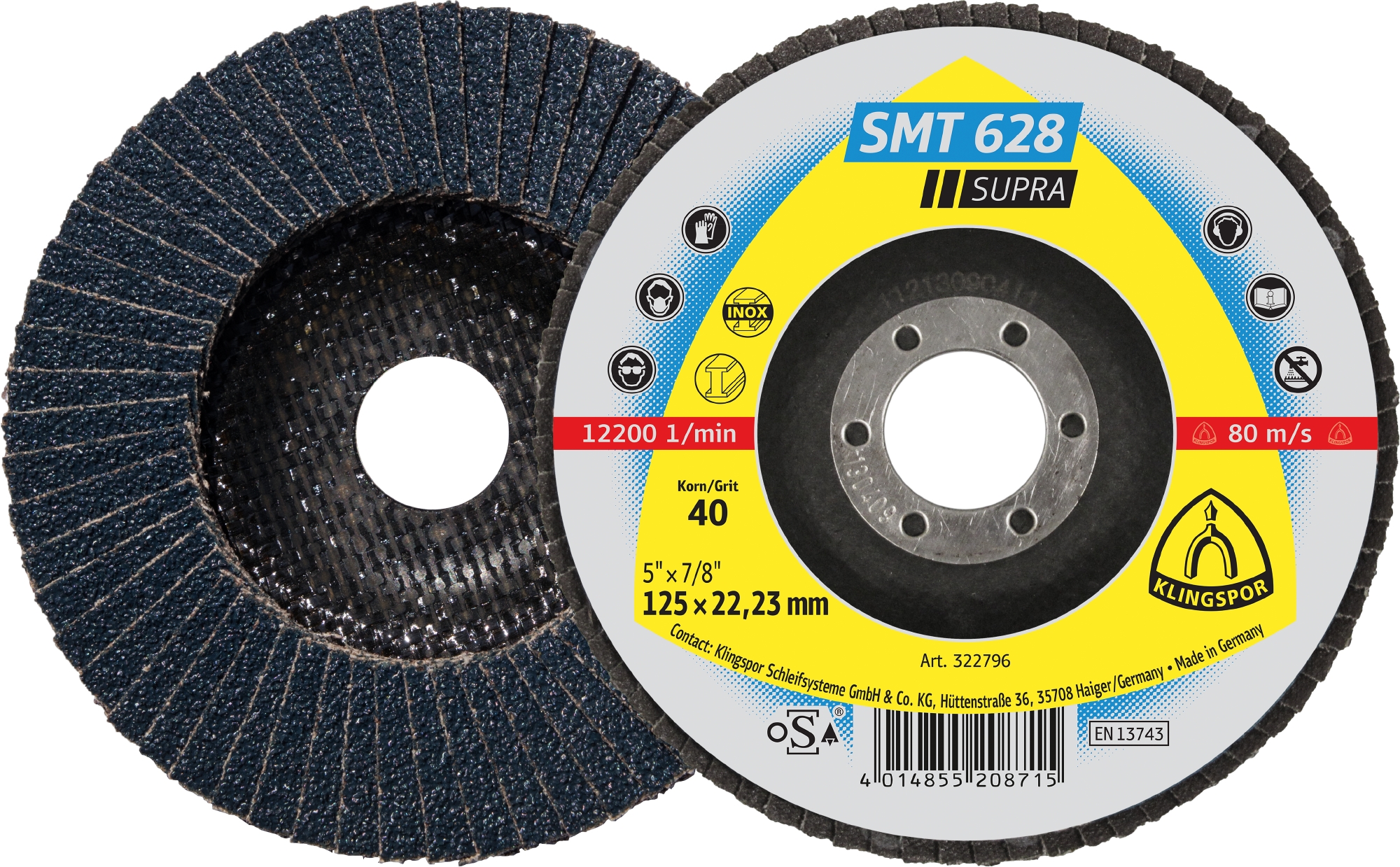 10 Plateaux à lamelles TE SUPRA SMT628 CS461X 80 N GER 180X22,23 KLINGSPOR - 322806