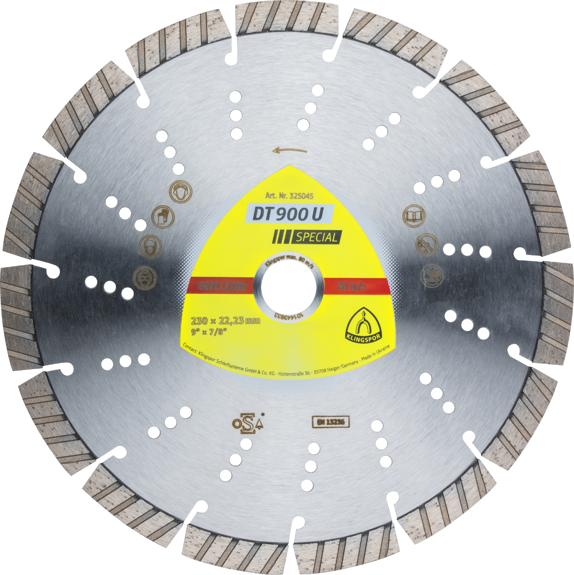 Disques à tronçonner diamantés DT SPECIAL DT900U S 230X2,6X22,23 15ST 1 KLINGSPOR - 325045
