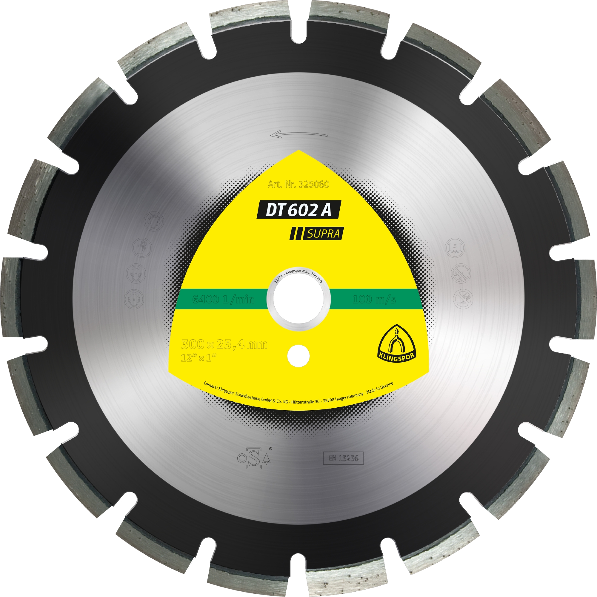 Disques à tronçonner diamantés DT SUPRA DT602A S 450X3,7X25,4 25W 10 KLINGSPOR - 325128
