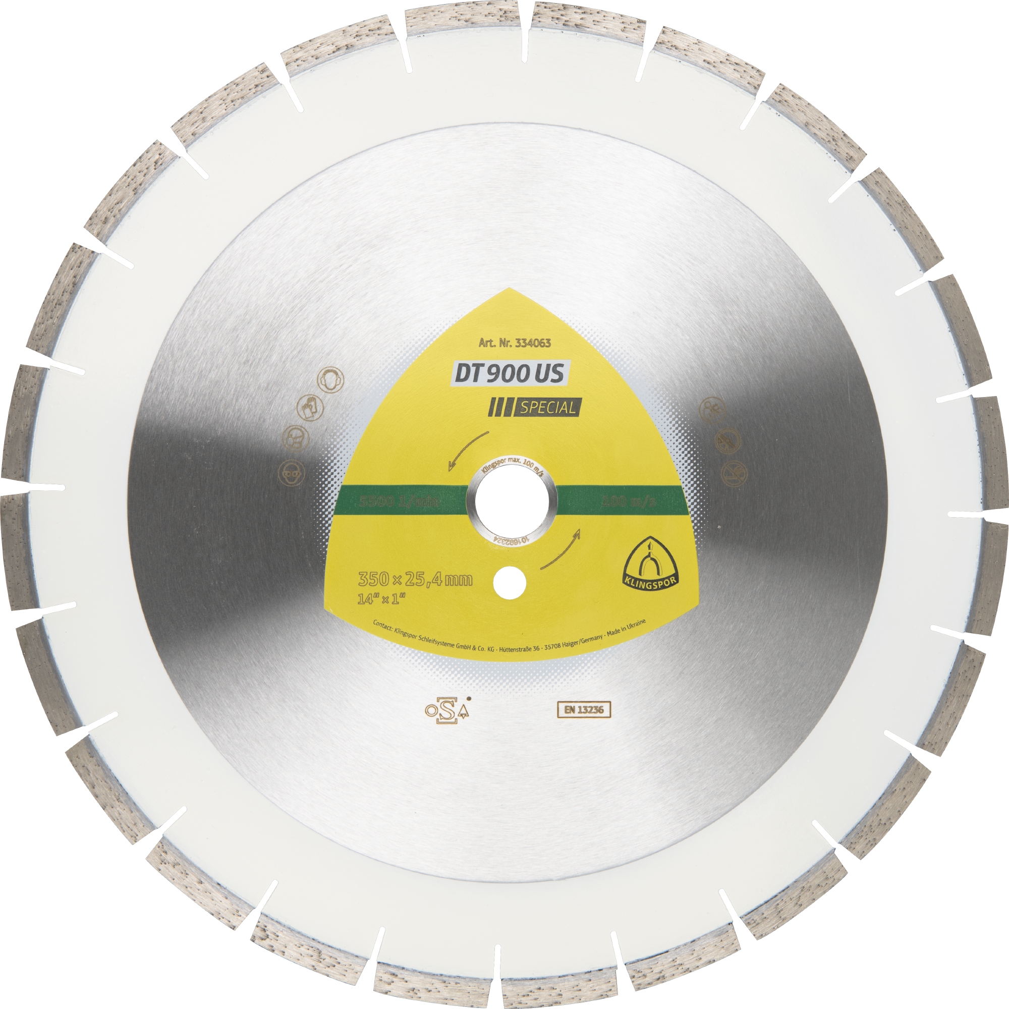 Disques à tronçonner diamantés DT SPECIAL DT900US S 450X3,6X25,4 32E 10 KLINGSPOR - 334065