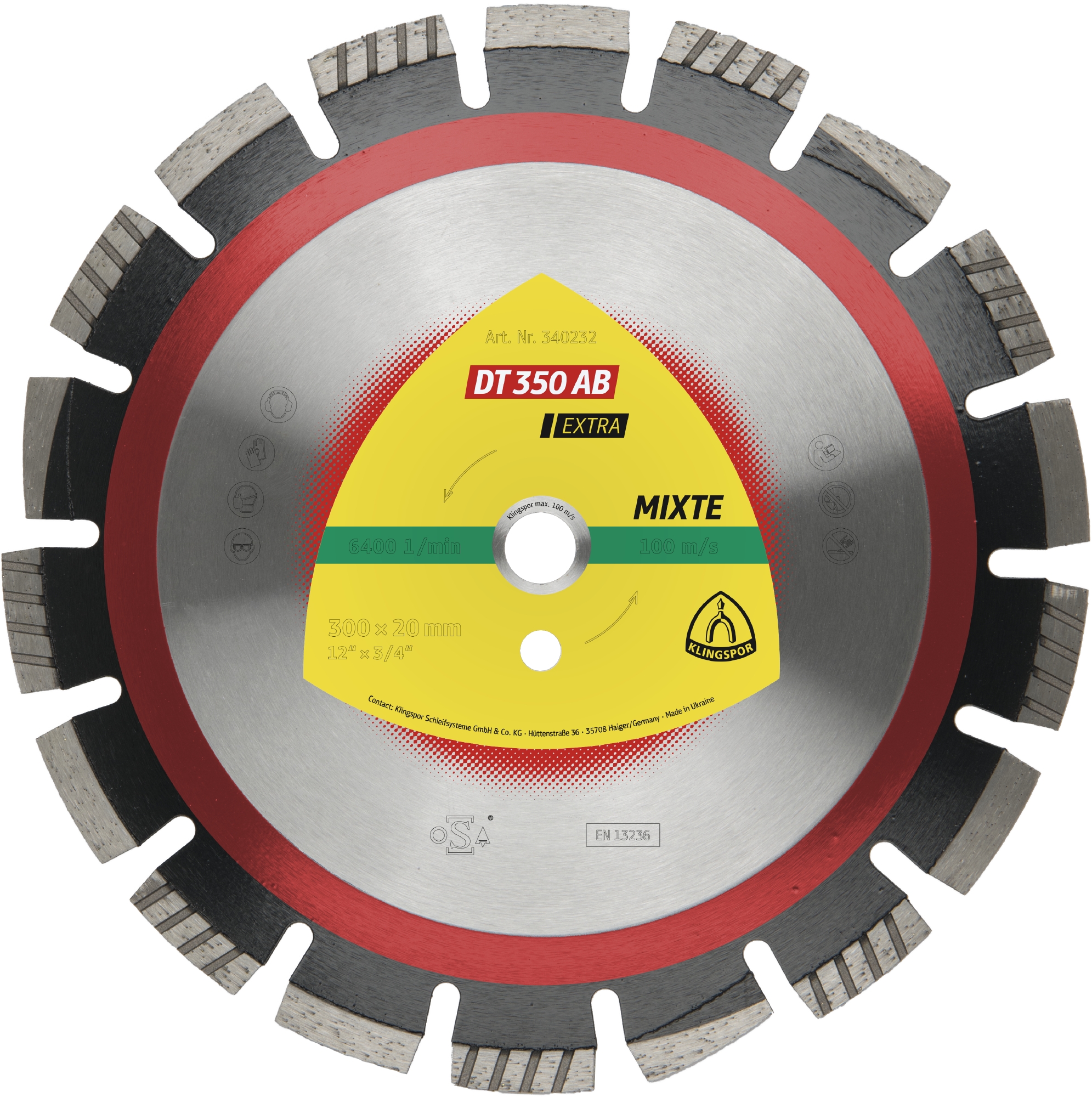 Disques à tronçonner diamantés DT EXTRA DT350AB S 300X2,8X20 18S 12 KLINGSPOR - 340232