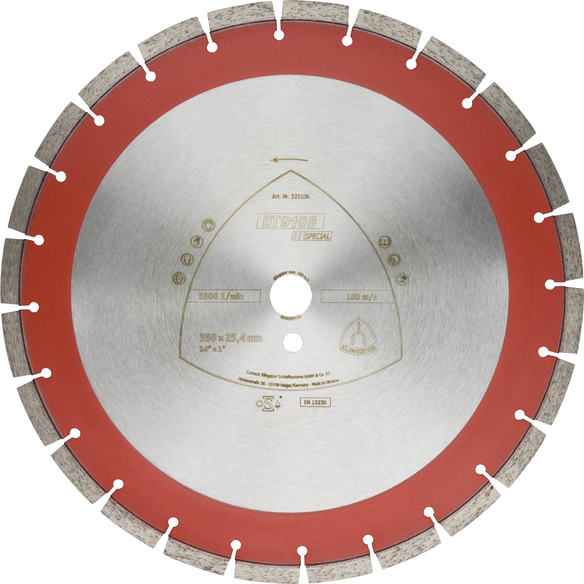 Disques à tronçonner diamantés DT SPECIAL DT910B S 400X3,6X25,4 28E 11 KLINGSPOR - 349230
