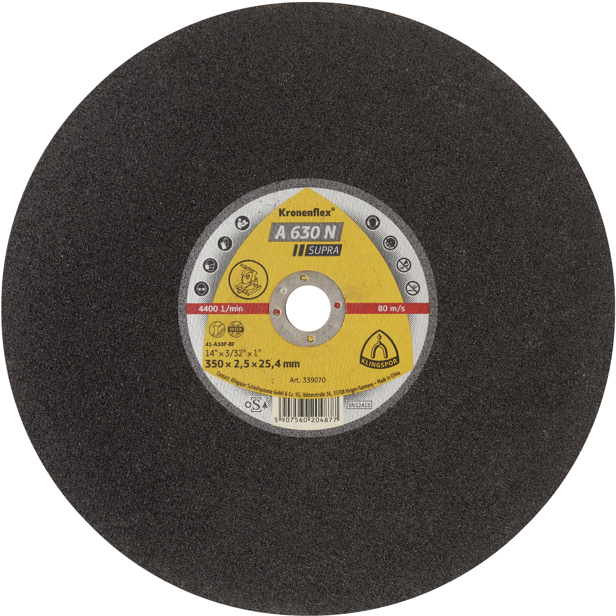 10 Disques à tronçonner KT SUPRA A630N S GER 406X3,2X25,4 KLINGSPOR - 353328