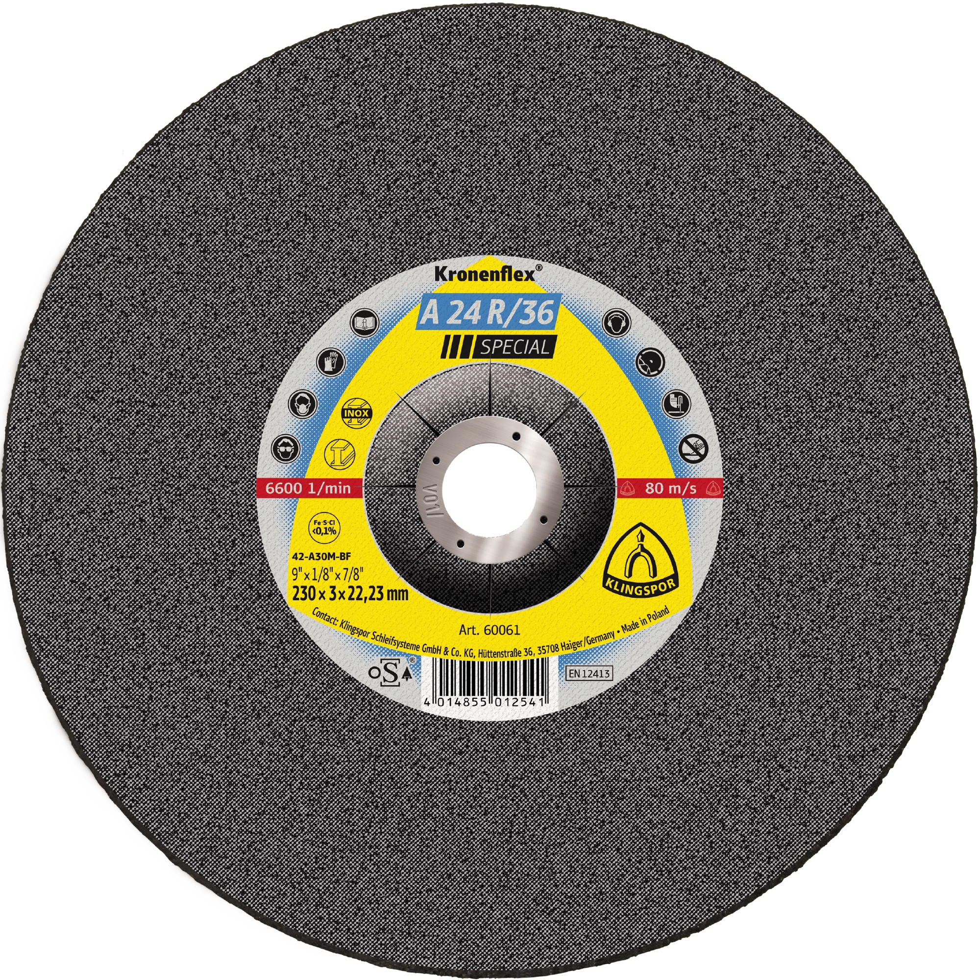 25 Disques à tronçonner KT SPECIAL A24R36 S GEK 230X3X22,23 KLINGSPOR - 60061