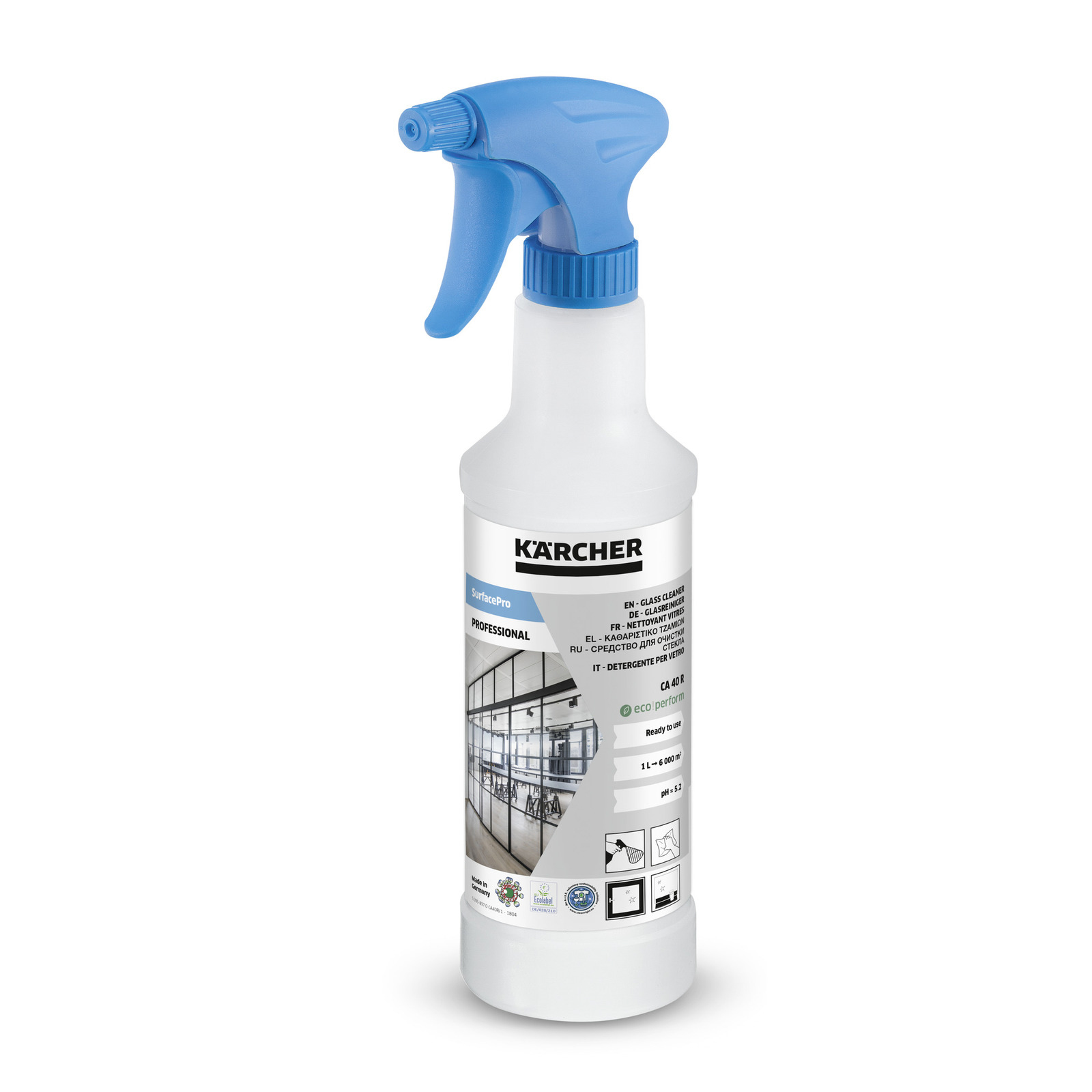 NETTOYANT POUR VERRE SURFACEPRO CA 40 R ECO, PREÌ‚T AÌ€ LʼEMPLOI, 0.5 LITRE KARCHER - 62956870